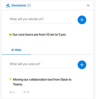 Decisions and in vote-1